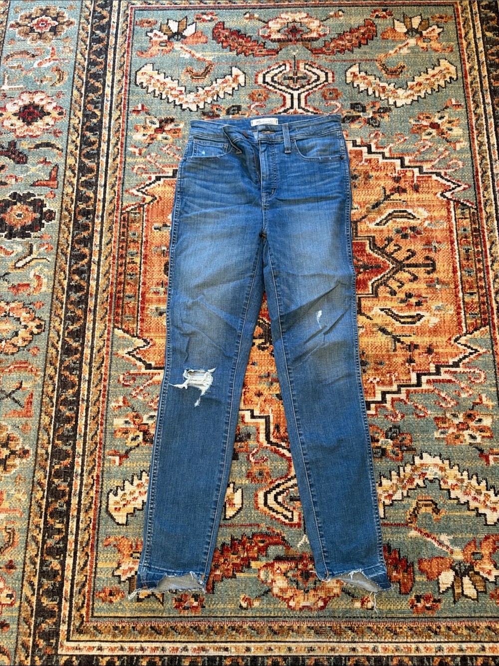 Madewell Distressed Medium Blue Skinny Jeans
